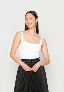 ofertas 💯 Anna Field MINIMAL TANK WITH SQUARE ROUND NECKLINE - Top - White, Mujer 🎉