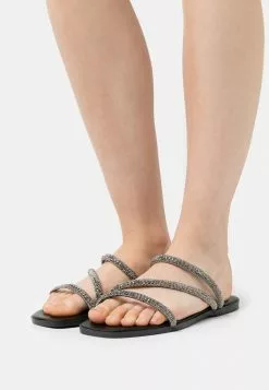 Cupón 🧨 Anna Field LEATHER - 🩴 Sandalias Planas - Black, Mujer 🔥