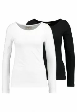 Mejor precio ✔️ Anna Field 2 PACK - Camiseta De Manga Larga - Black/white, Mujer 👍