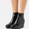 Nuevo 🛒 Anna Field LEATHER WINTER BOOT - Wedge Ankle 🥾 Boots - Botines Bajos - Black, Mujer 👍