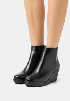 Nuevo 🛒 Anna Field LEATHER WINTER BOOT - Wedge Ankle 🥾 Boots - Botines Bajos - Black, Mujer 👍