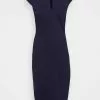 Lo mas barato 👏 Anna Field CAP SLEEVES STRAIGHT V NECK DETAILING MINI 👗 DRESS - Vestido De Tubo - Dark Blue, Mujer ❤️