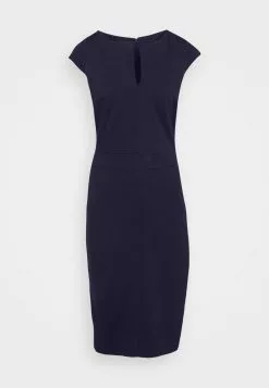 Lo mas barato 👏 Anna Field CAP SLEEVES STRAIGHT V NECK DETAILING MINI 👗 DRESS - Vestido De Tubo - Dark Blue, Mujer ❤️