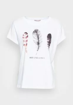 Venta al por mayor 😀 Anna Field FRANCESCA FREE LIKE A BIRD FEATHER TEE - Camiseta Estampada - White, Mujer ❤️ -Anna Field Tienda de ventas 41043e6f4b92465989488fdc79fee222