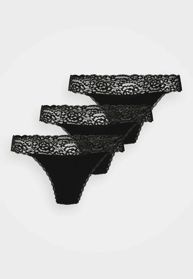 mejor venta ✔️ Anna Field 3PP MARGARET COTTON & LACE THONG - Tanga - Black, Mujer 🌟 4 mejor venta ✔️ Anna Field 3PP MARGARET COTTON & LACE THONG - Tanga - Black, Mujer 🌟 - Imagen 4