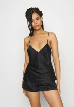 Presupuesto ⌛ Anna Field SIMPLE SATIN SHORT SET - Pijama - Black, Mujer ❤️