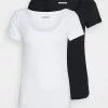mejor venta ✔️ Anna Field 2 PACK - Camiseta Básica - Black/white, Mujer 😉