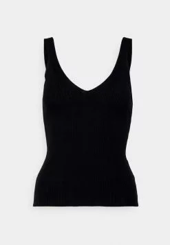 Gran venta 💯 Anna Field V NECK PANEL TOP - Top - Black, Mujer ⌛