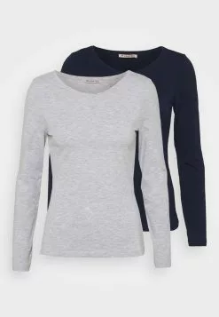 Comprar 🤩 Anna Field 2 PACK - Camiseta De Manga Larga - Dark Blue/mottled Light Grey, Mujer 😍
