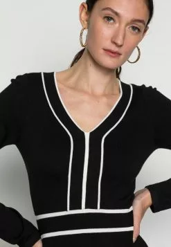 ofertas 💯 Anna Field V NECKLINE CONTRAST COLOR 👗 DRESS - Vestido De Punto - Black/white, Mujer 🌟 -Anna Field Tienda de ventas 8628cddb9fe043d88f0018a74f8cef83