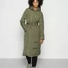 Presupuesto 🎁 Anna Field LONG 🧥 COAT WITH HOOD - Abrigo De Invierno - Khaki, Mujer 🔔
