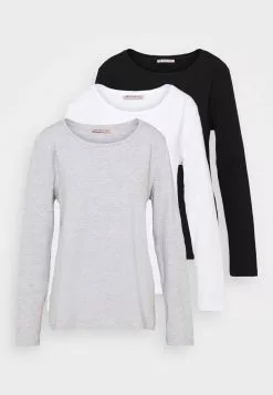 Venta express 🥰 Anna Field 3 PACK - Camiseta De Manga Larga - Black/white/mottled Light Grey, Mujer 🤩 -Anna Field Tienda de ventas 961352bddf144aa8ae41be158008bf1b