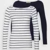 Lo mas barato 💯 Anna Field 2 PACK - Camiseta De Manga Larga - White/navy, Mujer 🎉