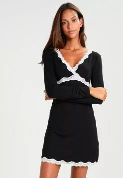 Nuevo ✔️ Anna Field HEIDI LONG SLEEVES VISCOSE NIGHTDRESS - Camisón - Black, Mujer 🔥