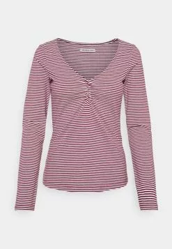 Gran venta ⌛ Anna Field Camiseta De Manga Larga - Dark Red/white, Mujer 😍