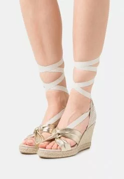 Nuevo 💯 Anna Field LEATHER - 🩴 Sandalias De Cuña - Gold, Mujer ⭐