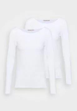 Presupuesto ✨ Anna Field 2 PACK - Camiseta De Manga Larga - White, Mujer ⭐