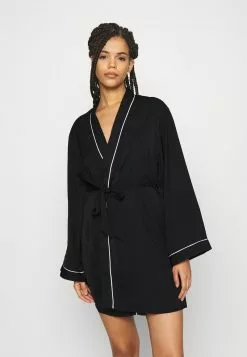 Toma de corriente 🛒 Anna Field AMANDA SATIN 👗 DRESSING GOWN - Albornoz - Black, Mujer 💯