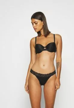 Barato 🤩 Anna Field 10PP COTTON AND LACE THONG - Tanga - Black, Mujer 🎉