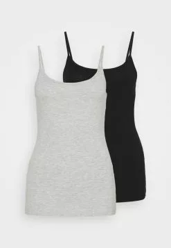 Mejor precio 🌟 Anna Field 2 PACK - Top - Black/mottled Light Grey, Mujer ❤️