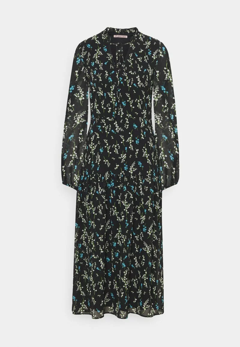 Barato 💯 Anna Field VOLANT MAXI 👗 DRESS PRINTED - Vestido Informal - Black/blue, Mujer ❤️ 1 Barato 💯 Anna Field VOLANT MAXI 👗 DRESS PRINTED - Vestido Informal - Black/blue, Mujer ❤️