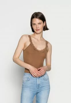 Mejor trato 🎁 Anna Field SCALLOP LACE - Top - Brown, Mujer 💯