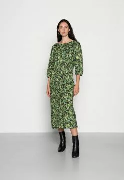 ofertas 👏 Anna Field Quarter Sleeves Elevated Casual Midi 👗 Dress - Vestido Informal - Black/green, Mujer 😀