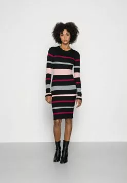 ofertas ✨ Anna Field REGULAR FIT STRIPES 👗 DRESS - Vestido De Punto - Black/red/pink, Mujer ⭐