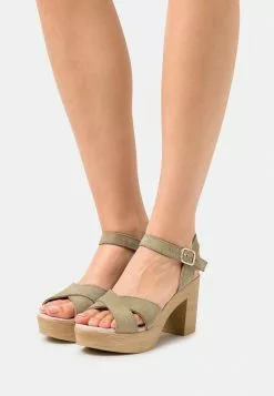 Mejor trato ✔️ Anna Field LEATHER - 🩴 Sandalias De Tacón - Khaki, Mujer 🤩