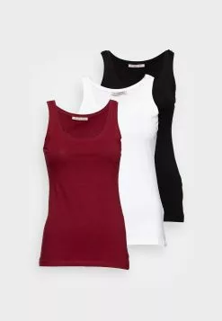 mejor venta 🎁 Anna Field BASIC TANK 3er Pack - Top - Black/white/dark Red, Mujer 🥰 -Anna Field Tienda de ventas fb9fea27dae044c09e5ef65c4206629c